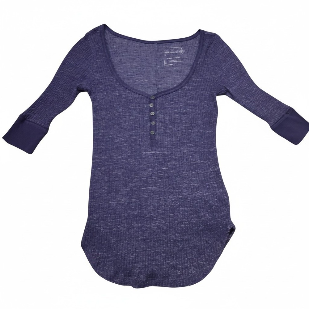 We The Free Ribbed Women's size Medium Scoop ¾ Sleeve Grungecore Preppy Henley